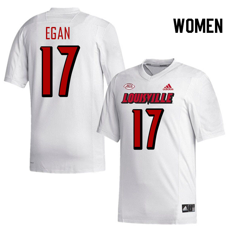 Women #17 Travis Egan Louisville Cardinals College Football Jerseys Stitched-White